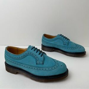 Vintage Dr. Martens Doc 3989 Blue Soft Leather Wingtip Oxfords Shoes UK 4